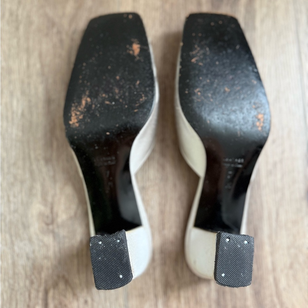 Yves Saint Laurent Ivory Satin Crystal-Trim Slip-On Mules - Picture 10 of 13